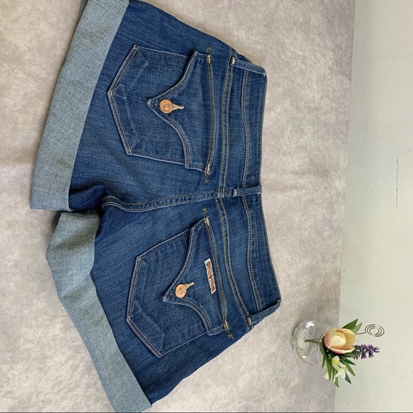 HUDSON Jeans Medium Washed Denim Croxley Mid Thigh Shorts Women’s Size 25 - Picture 4 of 6
